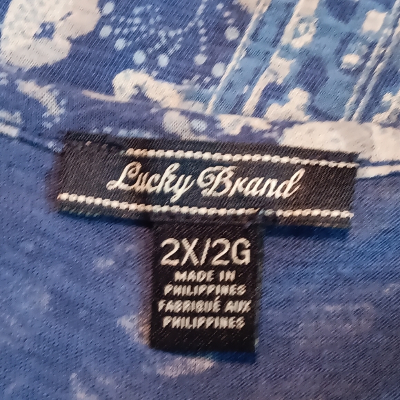 Lucky Brand Womens 2X Blouse Blue Floral Paisley Top Boho - Picture 8 of 10